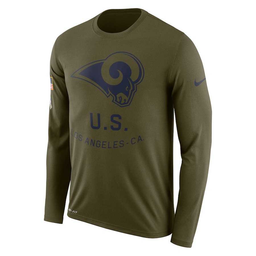 Men's Los Angeles Rams Nike Salute to Service Sideline Legend Performance Long Sleeve T-Shirt Olive,We sell and wholesale Men's Los Angeles Rams Nike Salute to Service Sideline Legend Performance Long Sleeve T-Shirt Olive on line form chian!